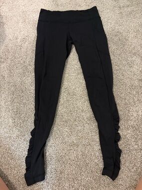 lululemon athletica Black Ruched Leggings